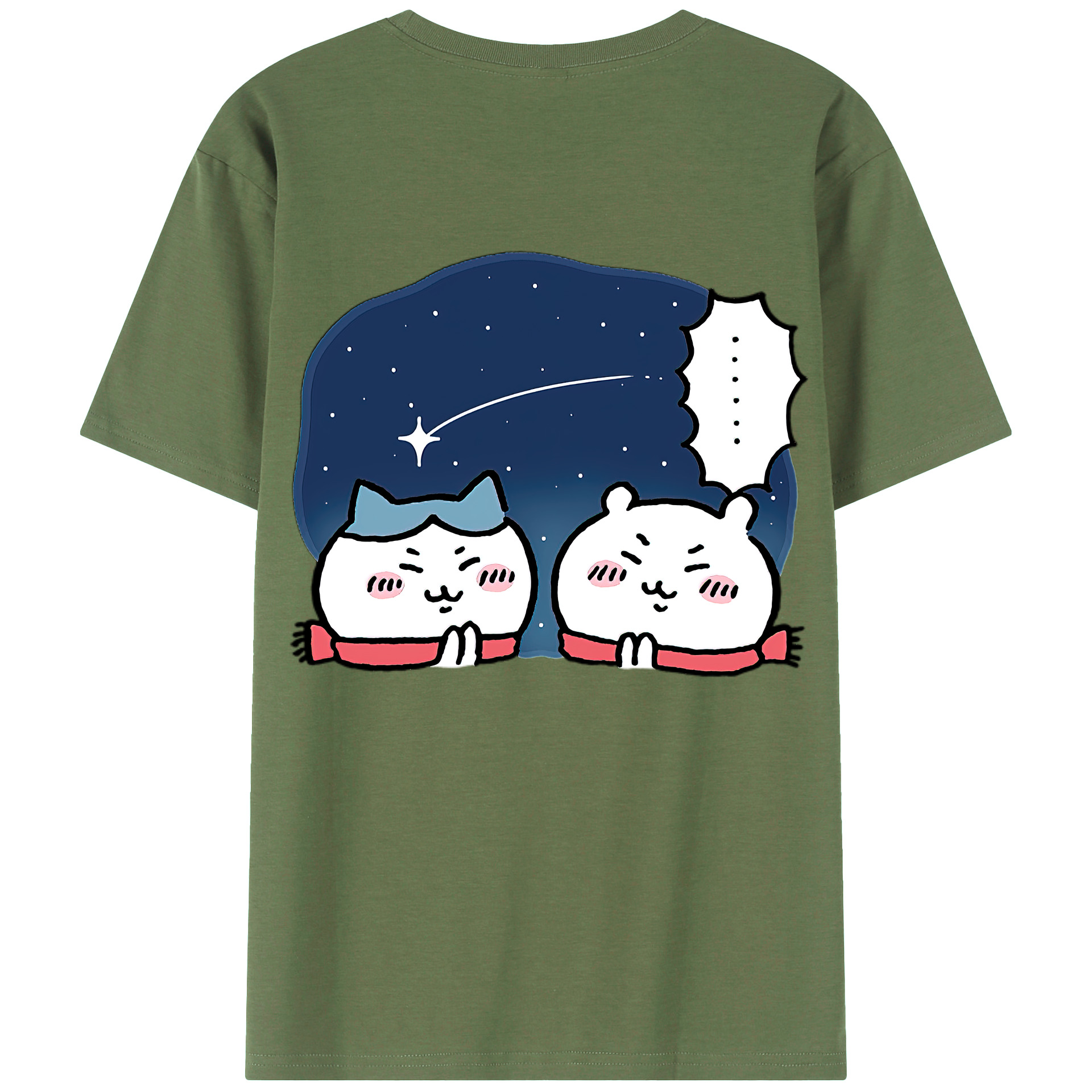 （画像用） ちいかわ ハチワレ Chii-kawa hachiware 綿100％ メンズ半袖Tシャツ（バックプリント） 通気性